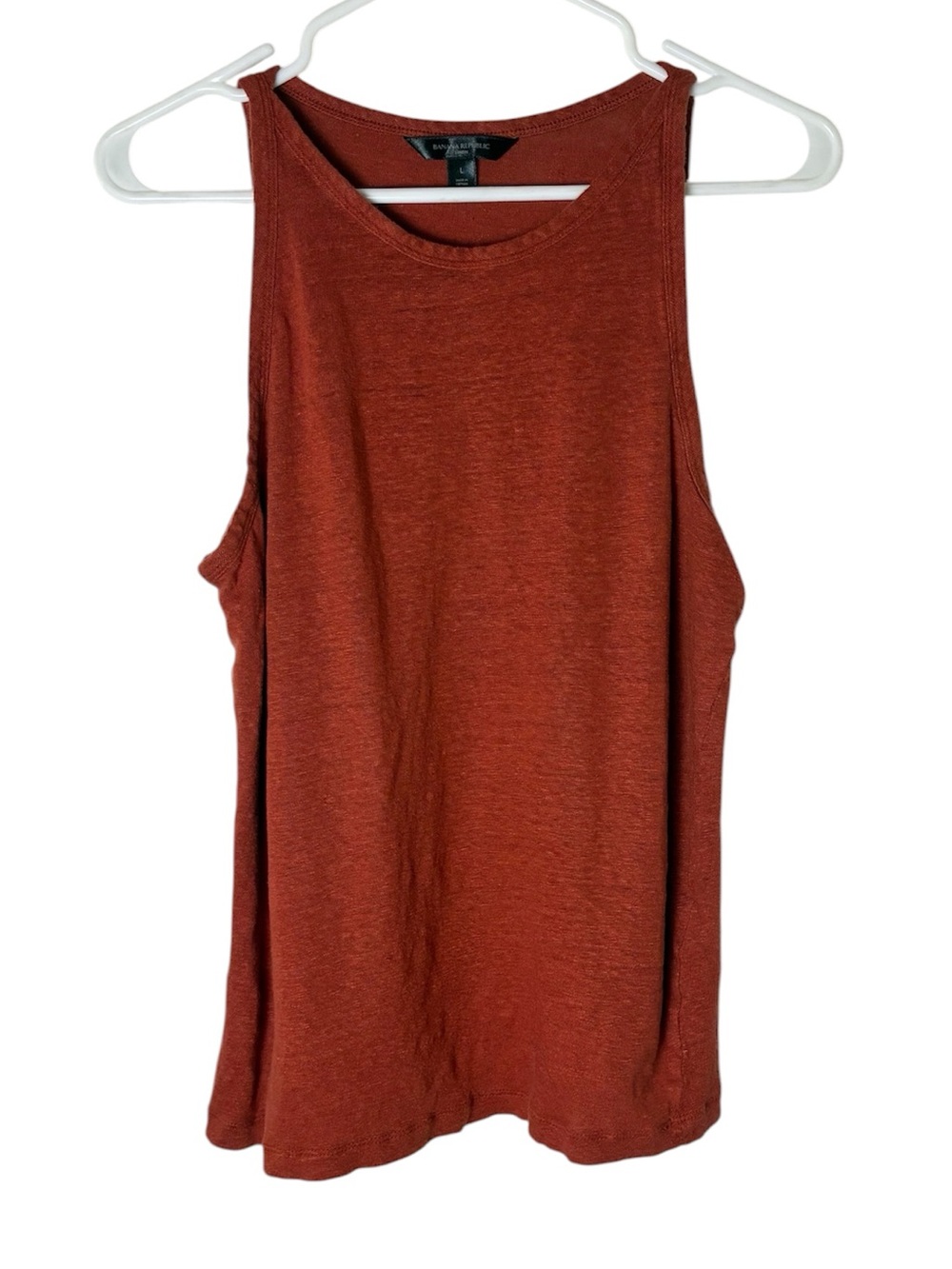 Banana Republic Women's 100% Linen Cutaway Sleeveless Tank Burnt Orange